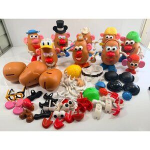 Vintage LARGE Mr. Potato Head Toy Lot Hats Glasses Shoes Arms & Faces 12 Bodies